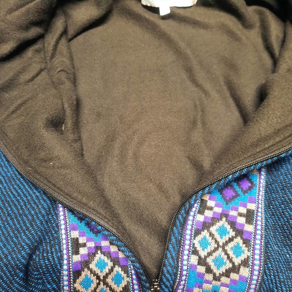 Sabai Sabai Blue Aztec Trim Hooded Zip Up Jacket XL - Picture 5 of 7